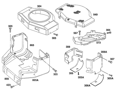 Blower Hsg, Air Guides Diagram and Parts List for 400707-0102-XX  Briggs and Stratton Engine